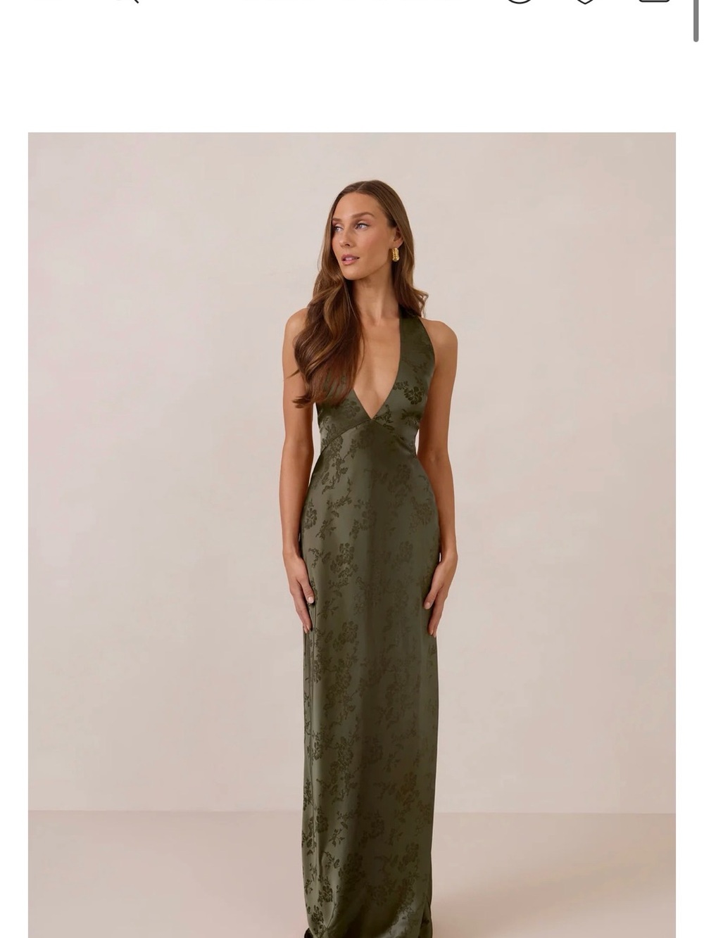 Park & Fifth Empire Dress - Olive Green Plunge Maxi Dress